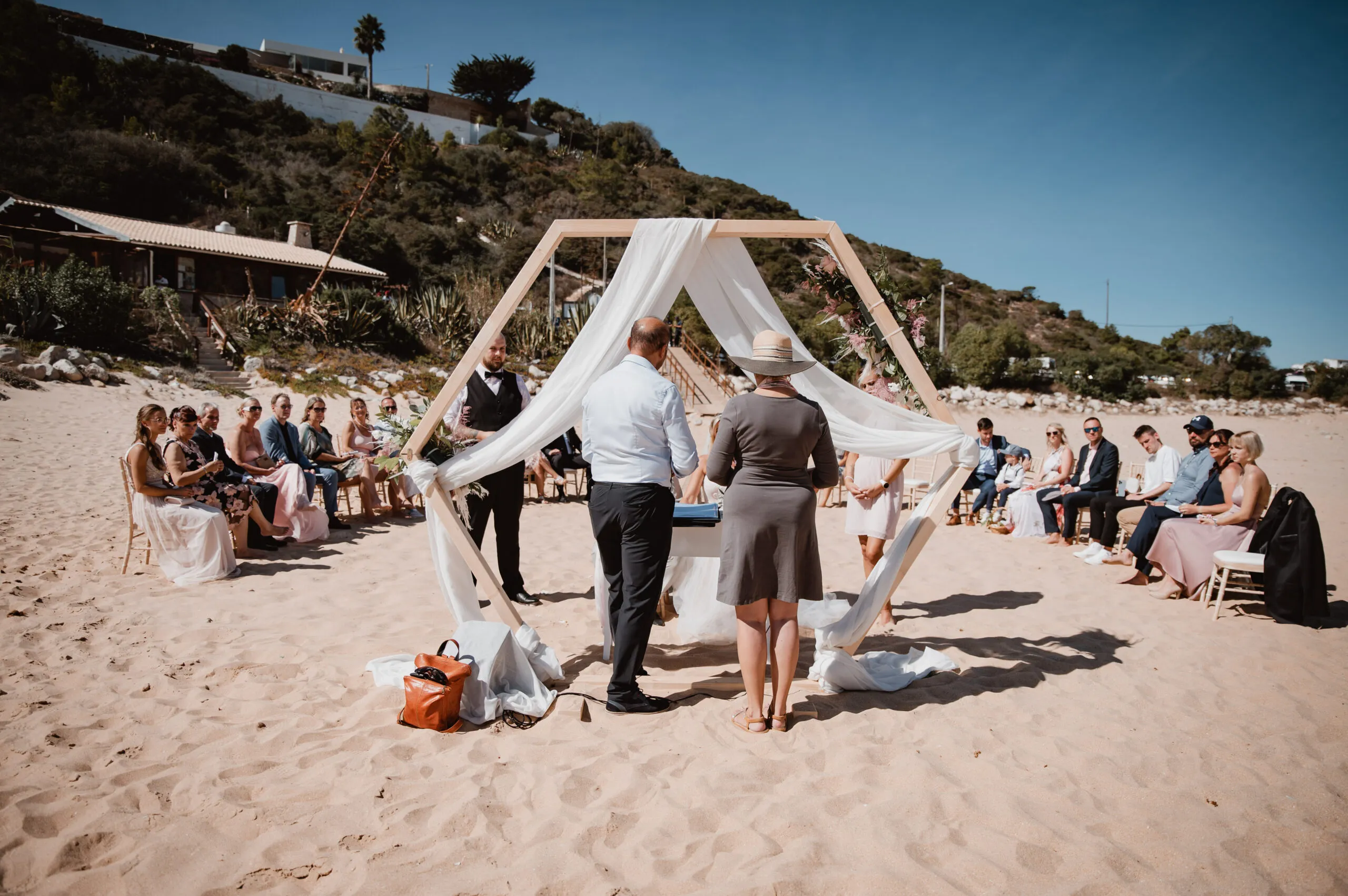 Wedding details on the beach